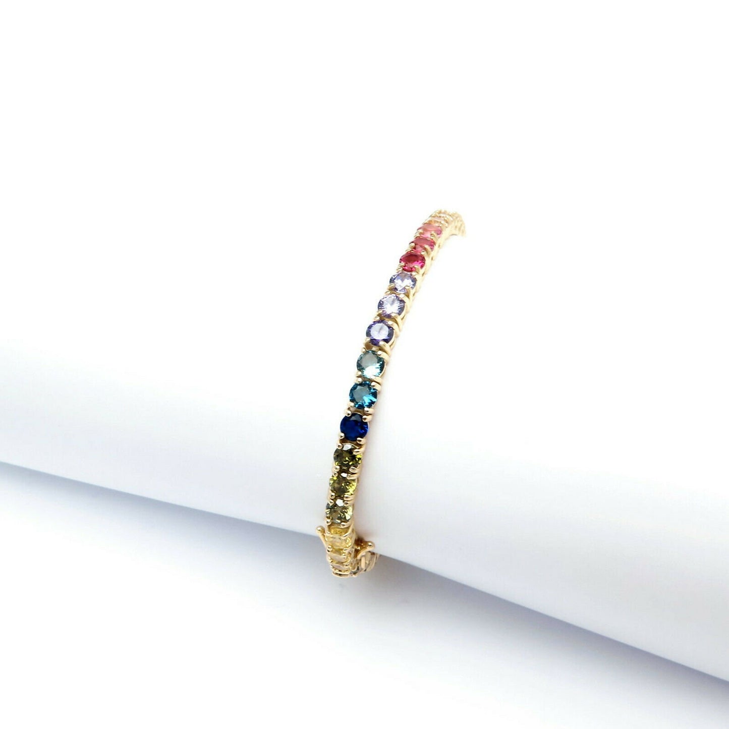 Tennis Bracelet 4mm 12.00TCW Round Cut Multi-Color Gemstone 925 Sterling Silver