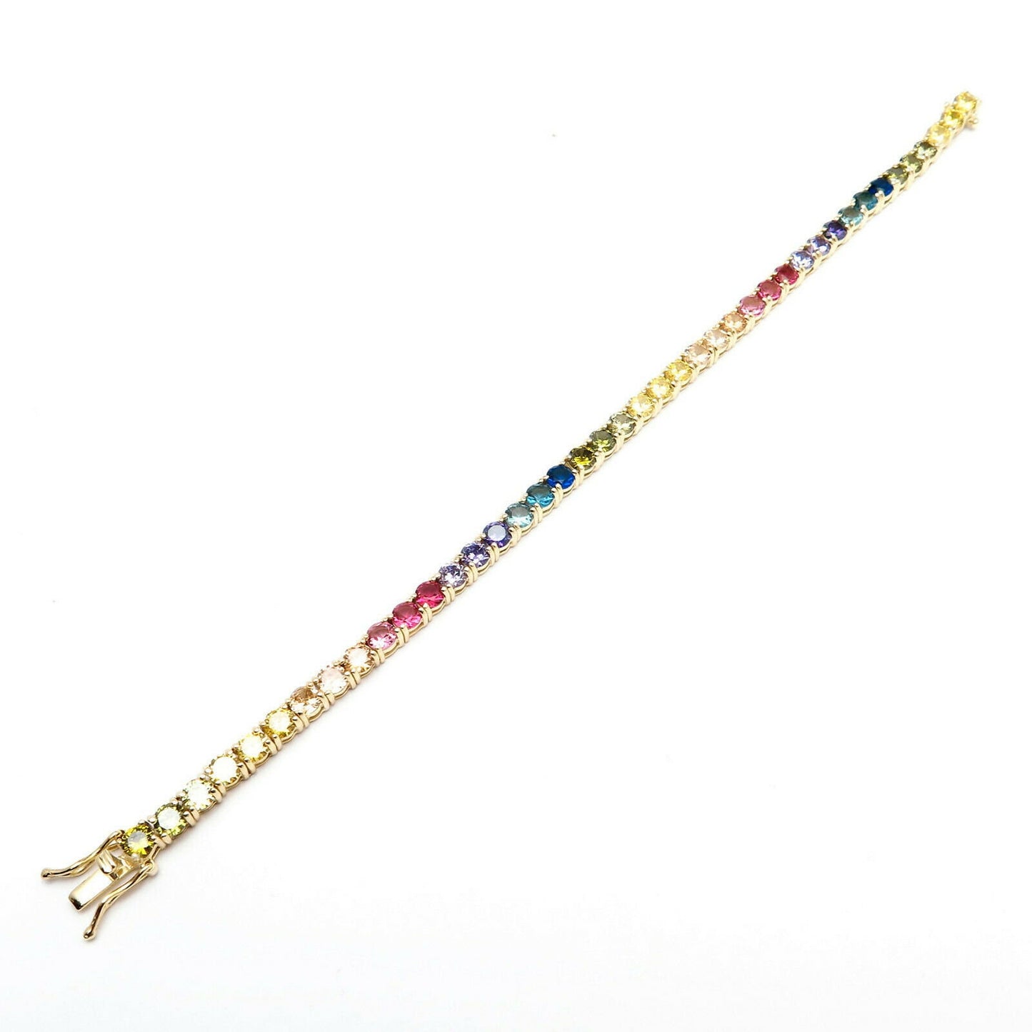 Tennis Bracelet 4mm 12.00TCW Round Cut Multi-Color Gemstone 925 Sterling Silver