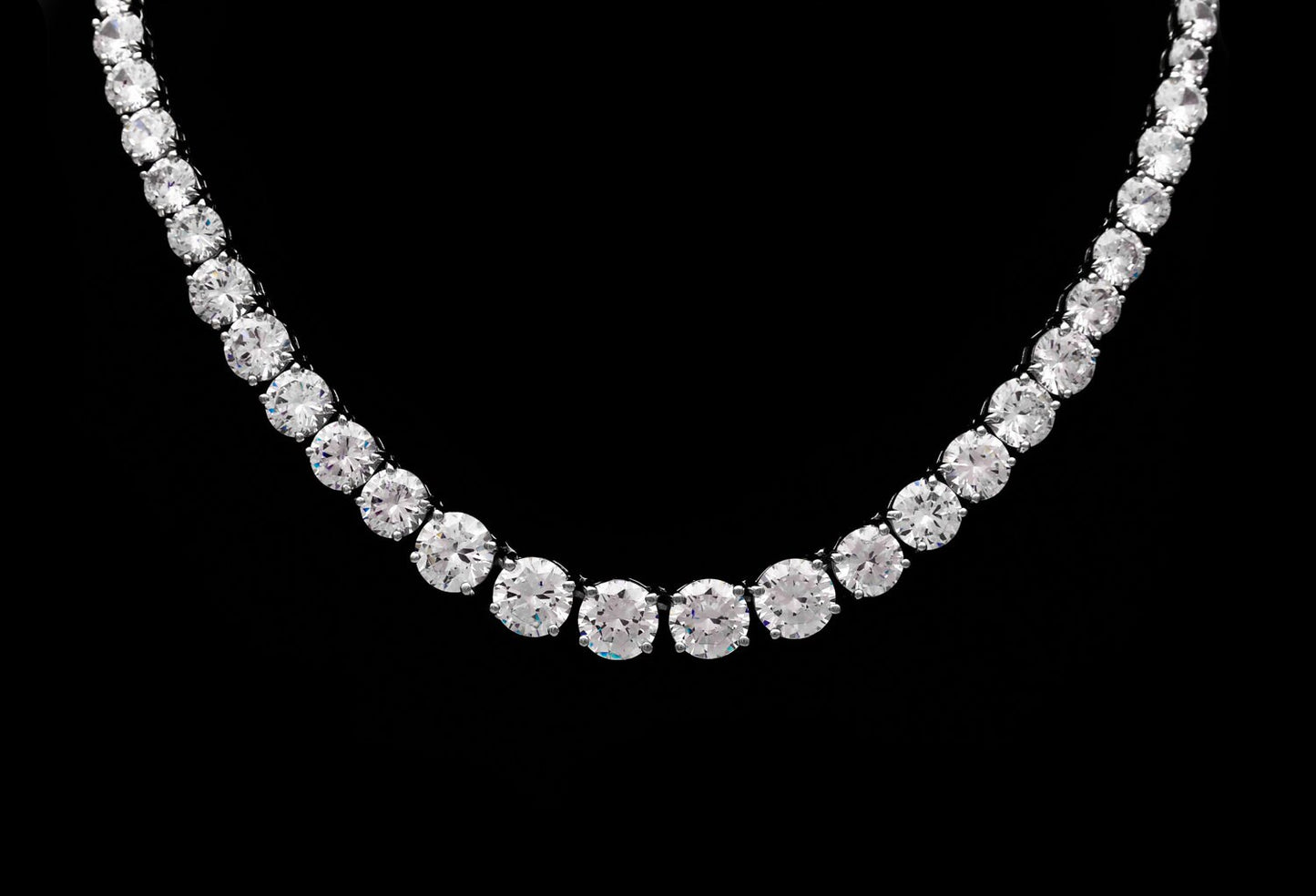 Graduated Tennis Necklace Chain Created Diamond 45.00tcw 925 Solid Sterling Silver, for men, for women, wedding