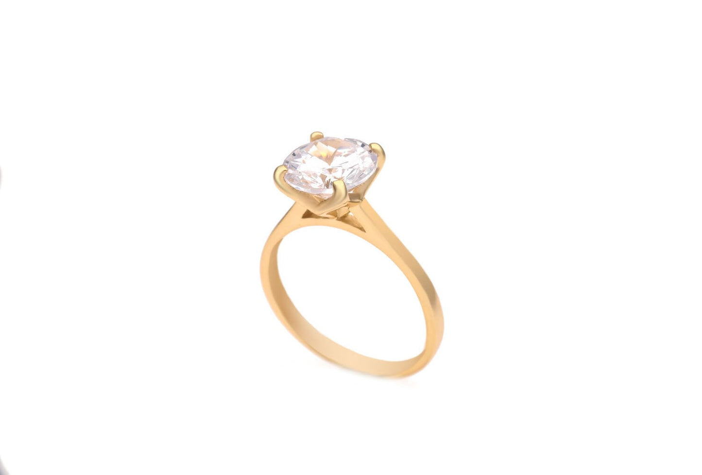 0.84-2.75CT Round Created Diamond Solitaire Ring 925 Sterling Silver/Yellow Gold Tone