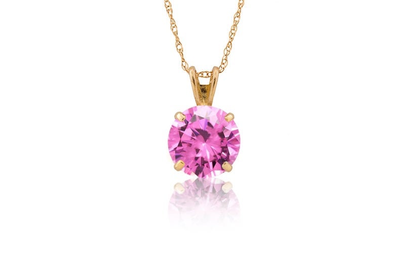 0.25CT-3.00CT Brilliant Round Created Diamond/Gemstone Pendant Solitaire 14K White Gold Charm VVS1