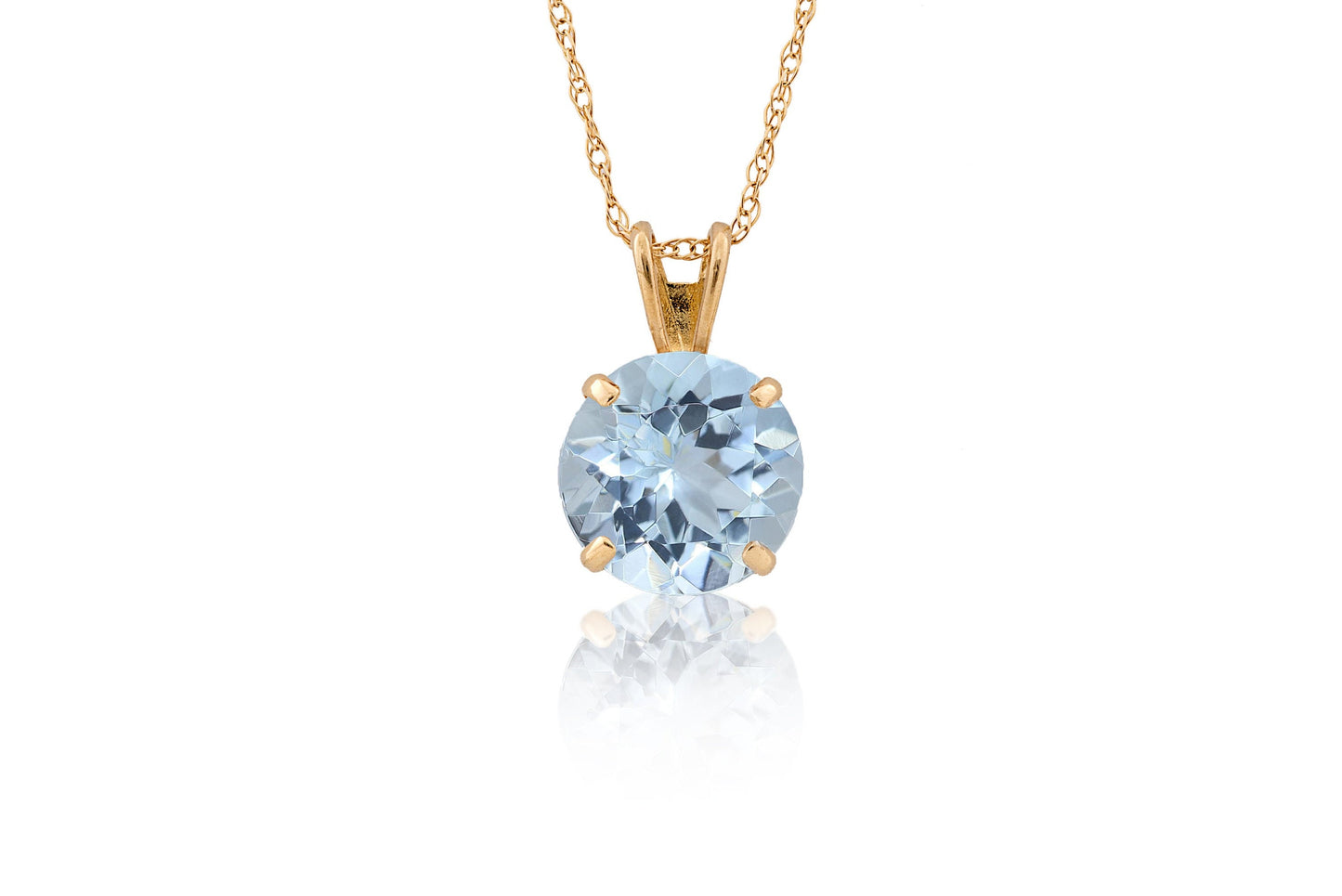 0.25CT-3.00CT Brilliant Round Created Diamond/Gemstone Pendant Solitaire 14K Yellow Gold Charm VVS1