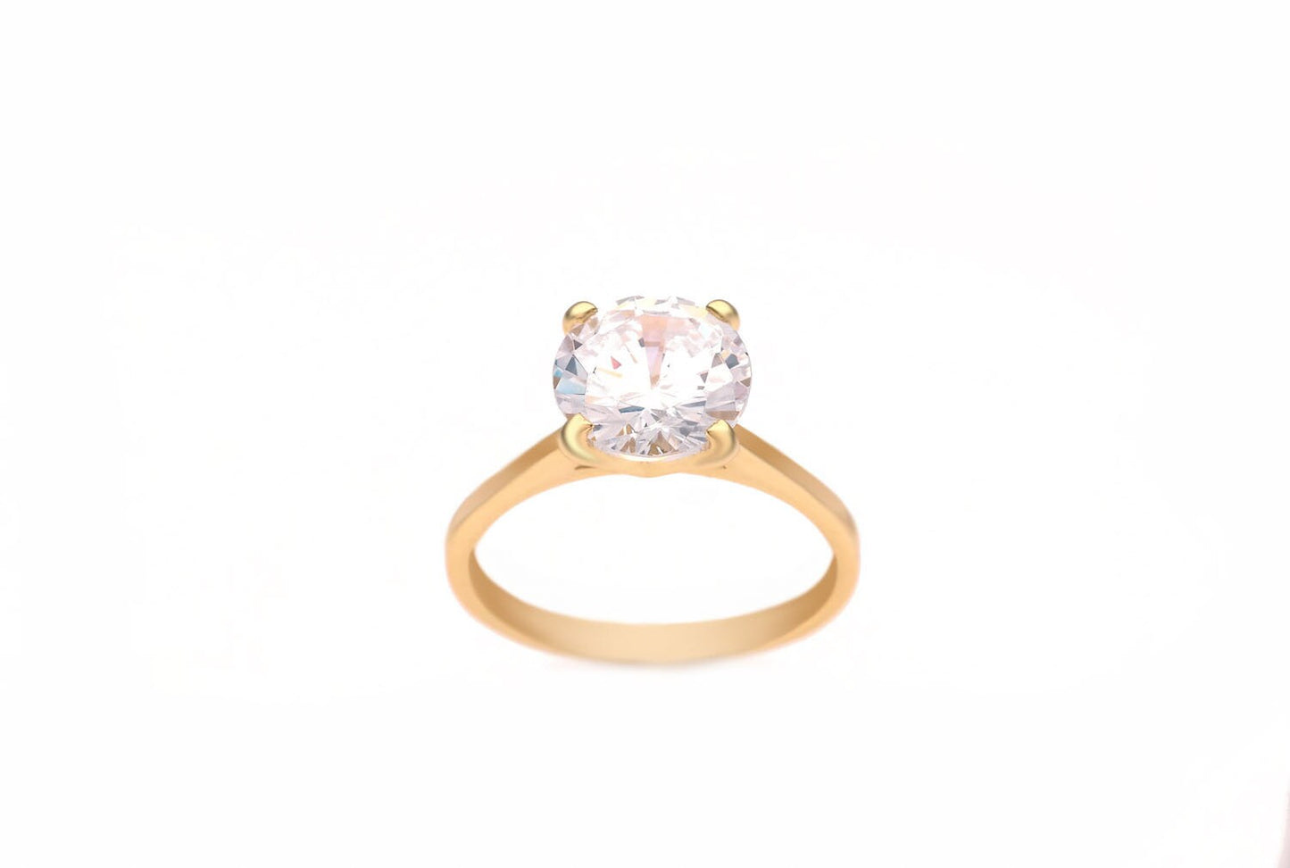 0.84-2.75CT Round Created Diamond Solitaire Ring 925 Sterling Silver/Yellow Gold Tone