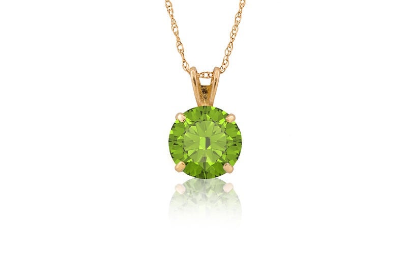 0.25CT-3.00CT Brilliant Round Created Diamond/Gemstone Pendant Solitaire 14K Yellow Gold Charm VVS1