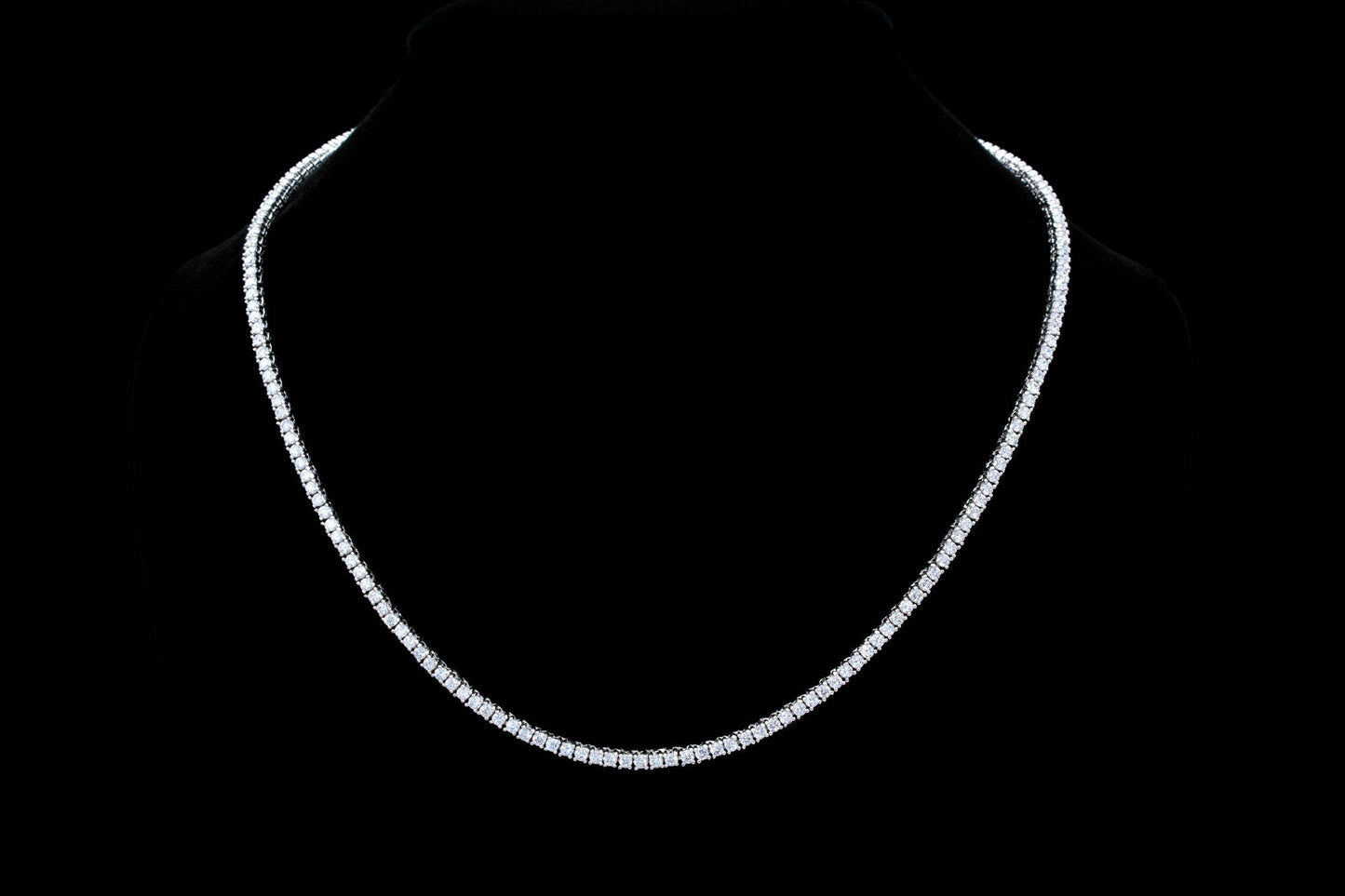 Tennis Necklace 2mm 5.00-6.50TCW Round Created Diamond 925 Solid Sterling Silver Chain