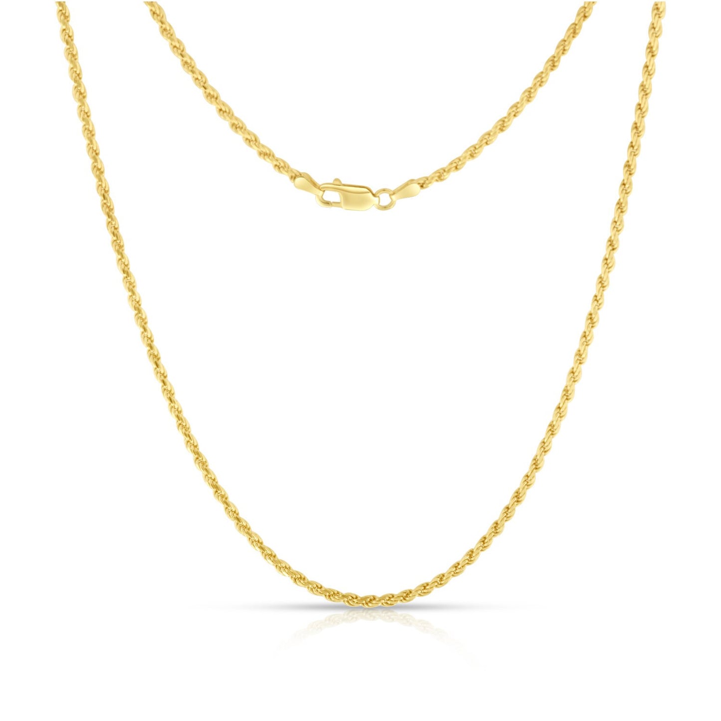 Rope Chain 1mm-8mm Twisted Necklace Sterling Silver 925 14k Yellow gold Tone 925 (16"-30")