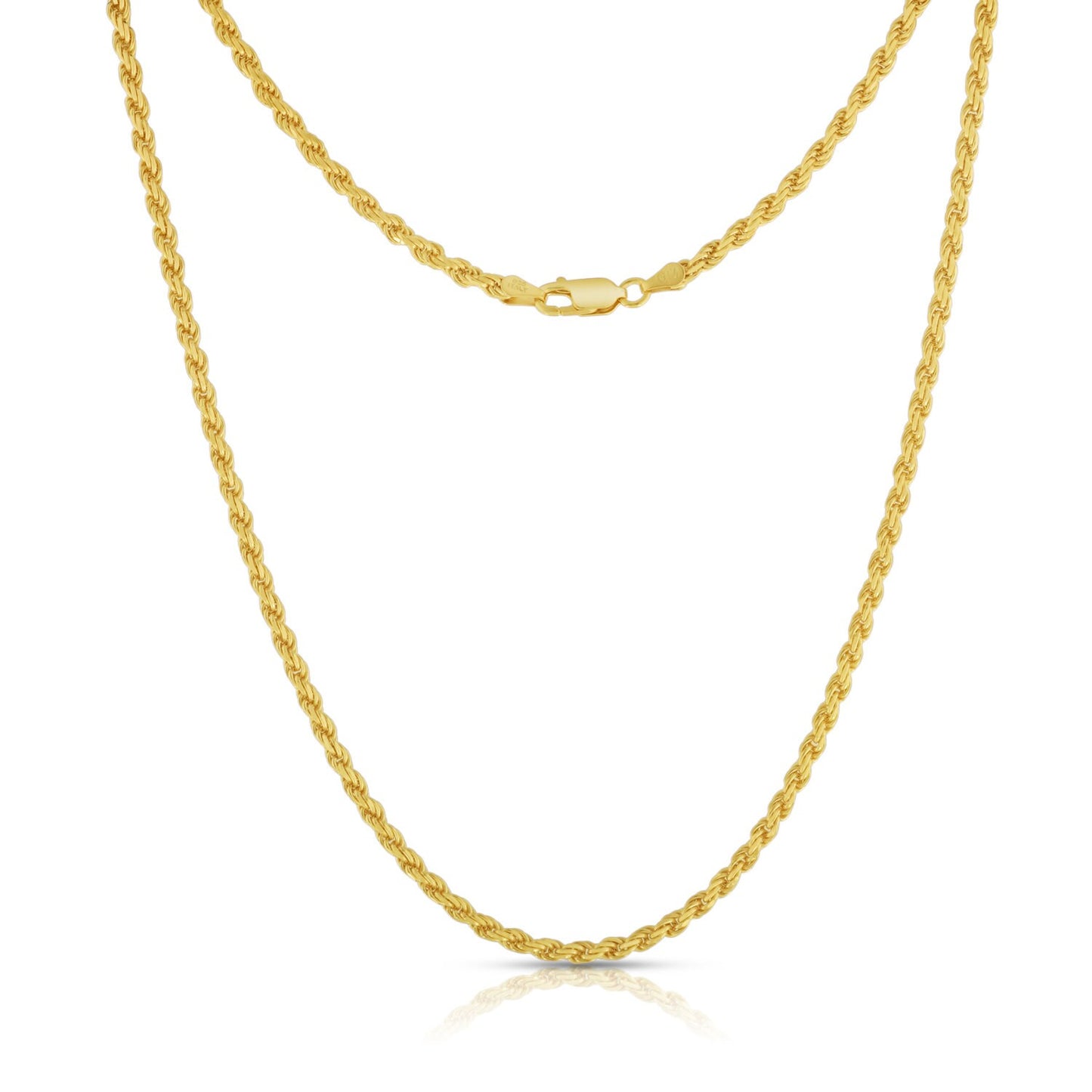 Rope Chain 1mm-8mm Twisted Necklace Sterling Silver 925 14k Yellow gold Tone 925 (16"-30")