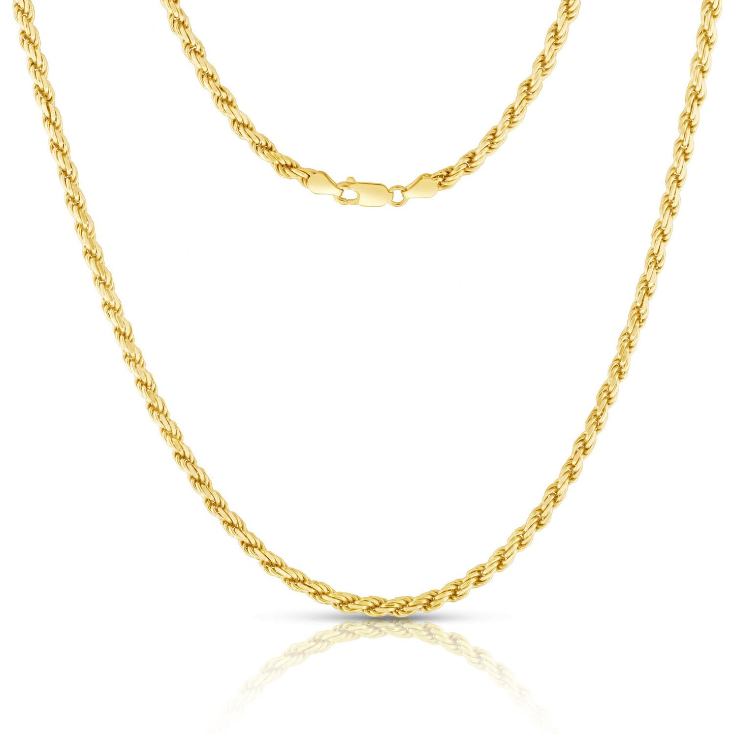 Rope Chain 1mm-8mm Twisted Necklace Sterling Silver 925 14k Yellow gold Tone 925 (16"-30")