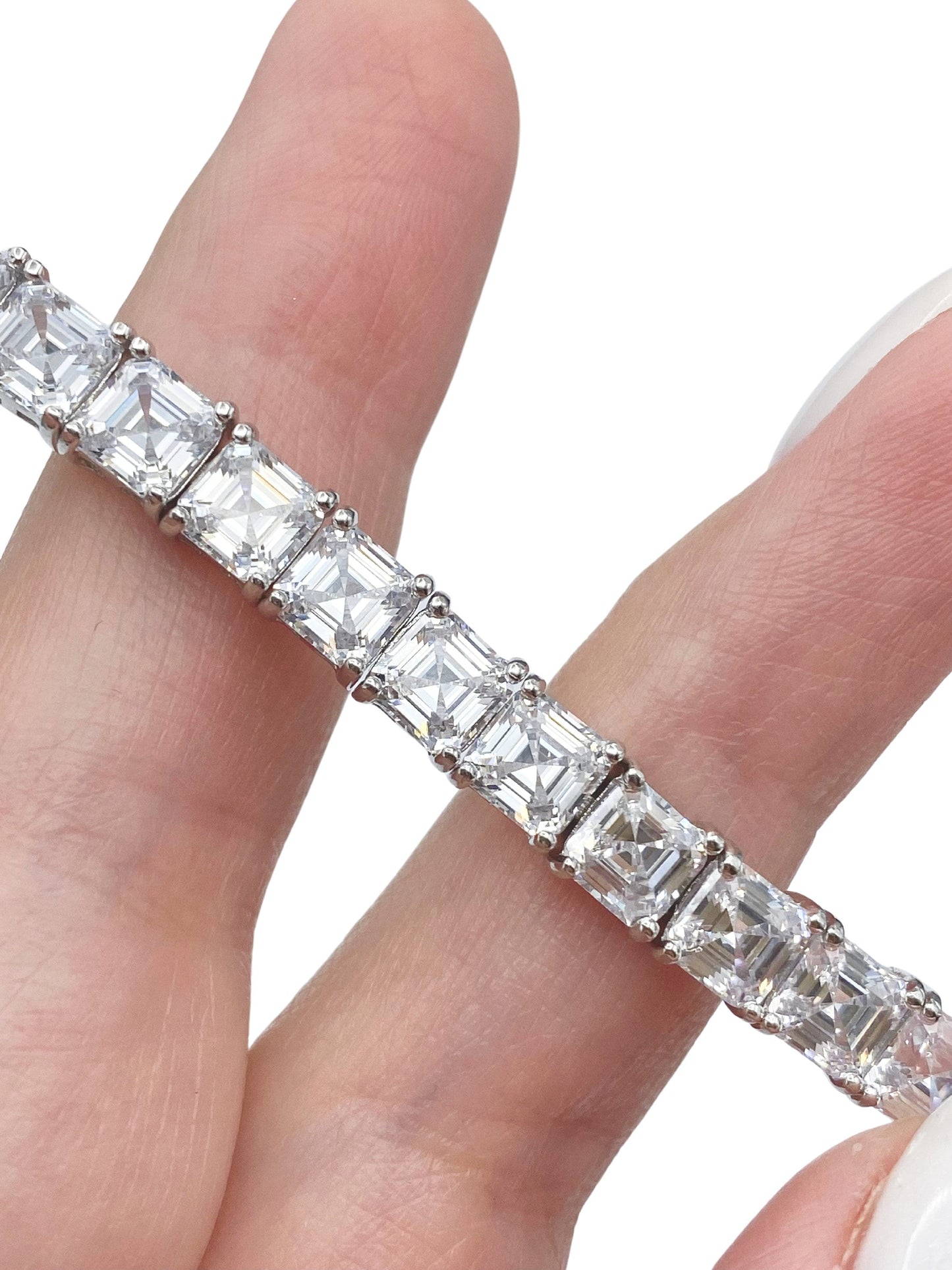 Tennis Bracelet 23.43TCW Asscher Cut Created Diamond 925 Sterling Silver/Yellow gold Tone/Rose gold Tone