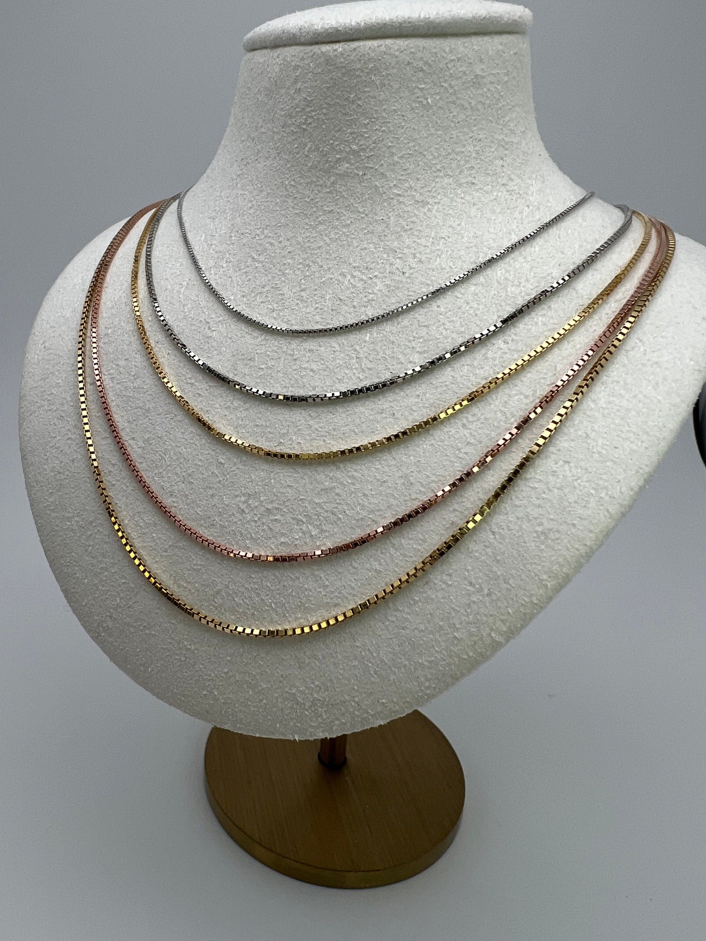 Box Chain Square Necklace 0.8mm /0.9mm/1.1mm for Pendant Sterling Silver 925 (16"-20"), for men, for women, minimalist chain