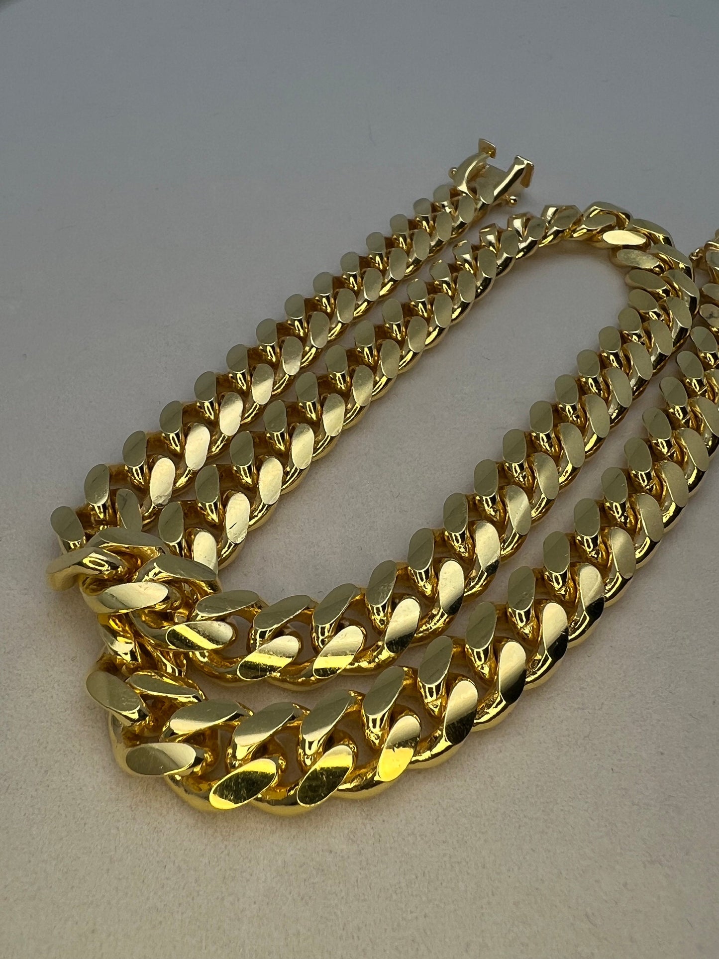 Miami Cuban Curb Link 9mm Box Chain Necklace Solid Sterling Silver 925 14k Gold Tone for Men/Women