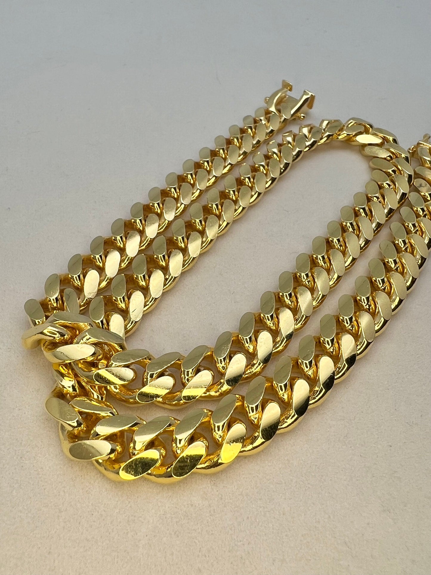 Miami Cuban Curb Link 9mm Box Chain Necklace Solid Sterling Silver 925 14k Gold Tone for Men/Women