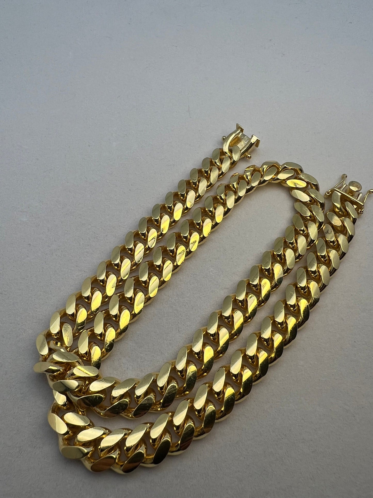 Miami Cuban Curb Link 9mm Box Chain Necklace Solid Sterling Silver 925 14k Gold Tone for Men/Women