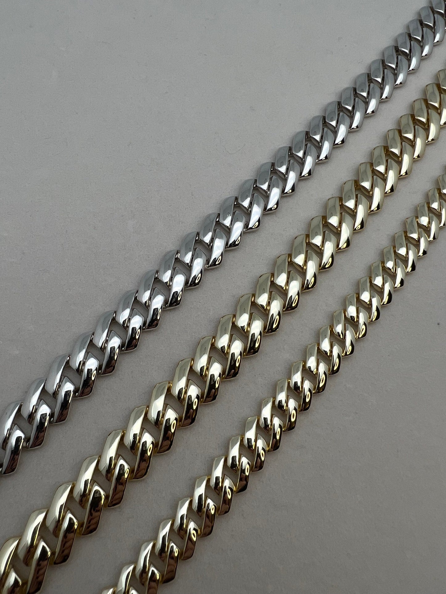 Miami Cuban Royal Curb Link Box Chain Necklace Solid Sterling Silver 925 or 14k Yellow Gold Tone for Men/Women